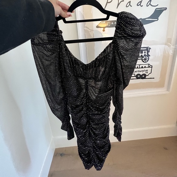 For Love & Lemons Glitter Polka Dot Puff Sleeve Mini Dress - Picture 4 of 5